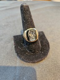 Gold Ring With Carved Hematite Of A Roman Figure