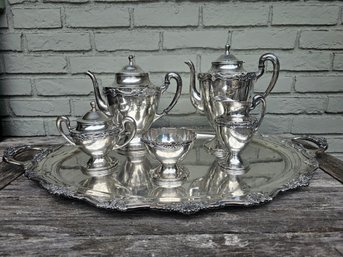 Monumental Silver Tray And Coffee / Tea Set