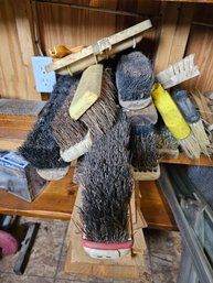 Lot Of Broom Heads And Broom Stick Handles