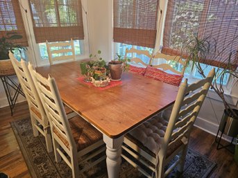 Country Style Dining Table, Chairs And Bench Seat