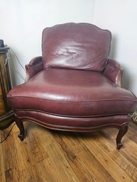 Ethan Allen Leather Arm Chair And Ottoman