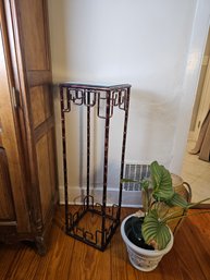 Tall Metal And Glass Bamboo Style Plant Stand