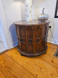 Round Wood Liquor/Storage Cabinet