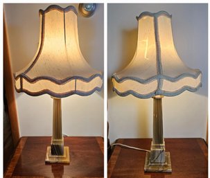 Pair Of Alabaster Or Marble MCM Lamps