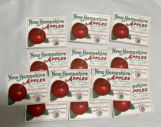 New Hampshire Cardboard Apples Store Sign 7 X 5 1/2 Inches NH Farm Advertising (Qty 12)