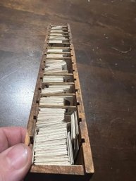 Celluloid Midget Price Tags In Original Wooden Dovetail Crate (over 500 Celluloid Tags)