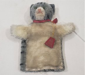 Vintage Steiff Grey & White Tabby Cat Mohair Plush Toy Animal Puppet