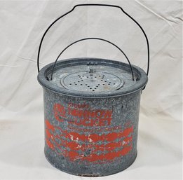 Vintage Frabill Stumpy Minnow Bucket Galvanized Full Floating 8QT