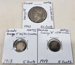 Assorted Collectible 20th Century Canada Silver Coins Group- ~3 Pieces