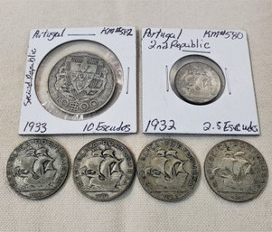 Assorted Collectible 20th Century Portugal Silver Coins Group- ~6 Pieces