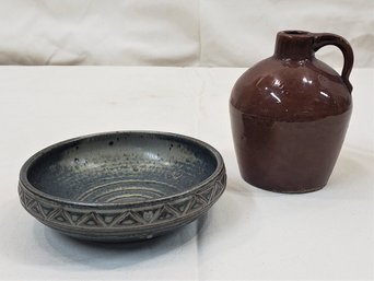 Assorted Contemporary Roycroft Pottery Stoneware Group- ~2 Pieces