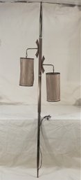 Vintage MCM Changalite Double Cane Shade Pole Lamp