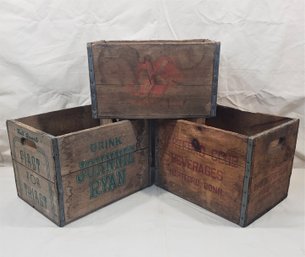 Assorted Vintage New England Soda Advertising Crates/Boxes Group- ~3Pieces