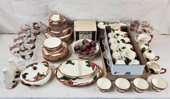 Assorted Vintage Franciscan Pottery Apple Earthenware Dinnerware & Glassware Group- ~130 Pieces