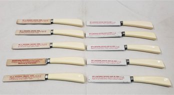 Vintage NOS Promo Shell Oil/Quikut Quikkle Stainless Steak Knives With Off White Handles Group- ~10 Pieces