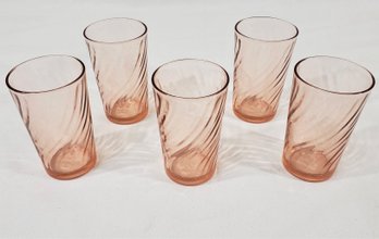 Vintage Arcoroc Swirl Pink Glass Tumblers Group- ~5 Pieces