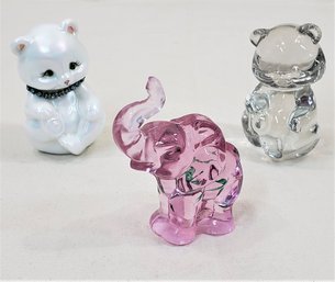 Collectible Fenton Art Glass Figurine Paperweights Group- ~3 Pieces