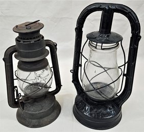 Vintage Dietz Utility Tubular Lanterns Group- 2 Pieces