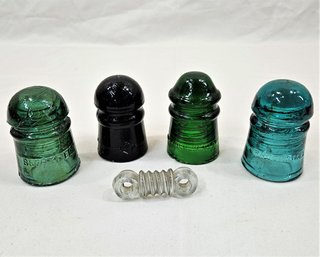 Antique Glass Telephone Pony Insulators & Other Group- ~5 Pieces