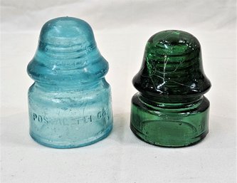 Antique Glass Telephone Insulators Group- ~2 Pieces