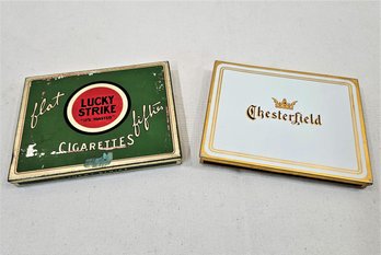 Vintage Lucky Strike & Chesterfield Cigarettes Tin Cases Group- ~2 Pieces