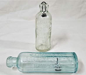 Antique W.H. Cawley Co. & J. Frank & Sons Hutchinson Bottles Group- ~2 Pieces