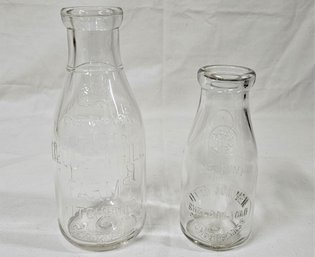 Vintage Clover Hill Farm Fitchburg TREQ & Otto Jokinen Fitchburg, Mass TREP Glass Milk Bottles