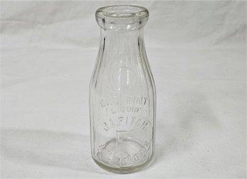 Vintage J.A. Fitch Milford, N.H. Paneled TREP Glass Milk Bottle