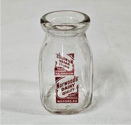 Vintage Norwood's Dairy Milford, N.H. SSPHP Glass Milk Bottle