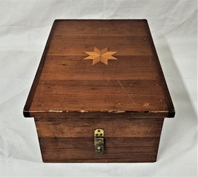 Vintage Decorative Inlaid Star Wood Document Box