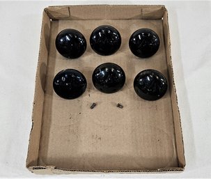 Antique Round Black Porcelain Doorknobs Group- ~6 Pieces