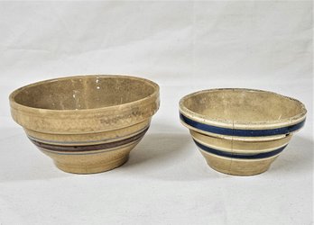 Assorted Vintage Misc. Striped Yellow Ware Mixing Bowls Group- ~2 Pieces