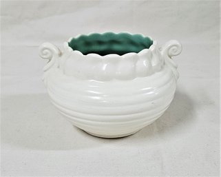 Vintage RumRill 274 White & Green Glazed Art Pottery Planter/Vase