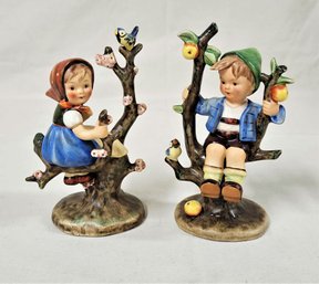 Vintage Apple Tree Girl & Boy Hummel Figurines 141 & 142 TMK2 Full Bee