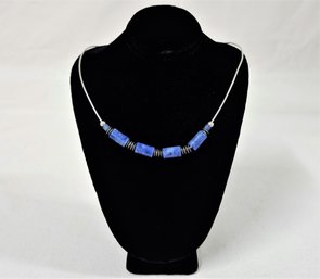 Contemporary Retired Silpada Sterling Silver & Sodalite Bead Necklace N1087.