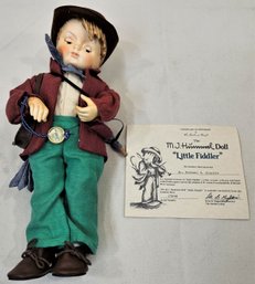 1989 Danbury Mint Goebel Hummel Little Fiddler Ceramic Doll With COA