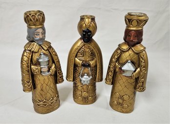 Vintage Three Wise Men Composition Candle Holder Set Japan