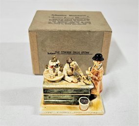 Vintage Hand Cast & Hand Painted Sebastian Miniatures The Corner Drug Store Figurine In Box