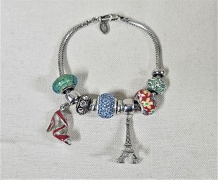 Contemporary Signature Moments Sterling Silver Charm Bracelet W/ 7 Assorted Sterling Silver Charms