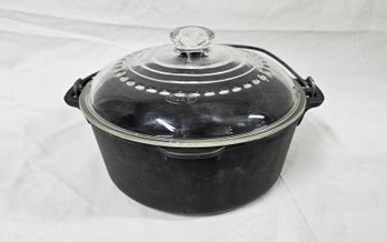 Cast Iron 5 Qt. Dutch Oven With Wagner Ware Glass Lid & Wire Bail Handle