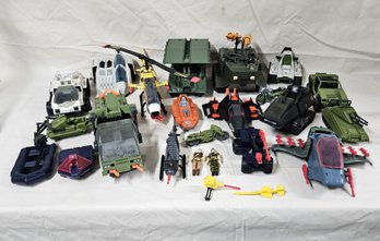 Assorted 1980's Hasbro GI Joe Action Figures & Vehicles Group- ~21 Pieces (Parts Or Repair)