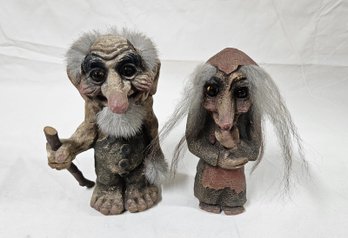 Handmade Ny Form Troll Man #111 & Woman #165 Sculpture Figurines Group- ~2 Pieces