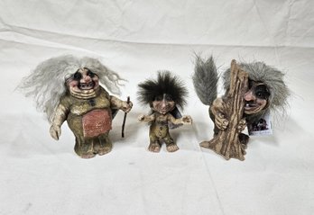 Assorted Medium & Small Ny Form Troll Sculpture Figurines Group- ~3 Pieces