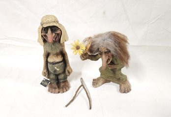Handmade Ny Form Troll Woman & Oil Sheik Sculpture Figurines Group- ~2 Pieces