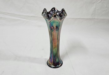 Fenton Butterfly & Berry Cobalt Blue Carnival Glass Swung Vase