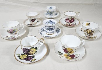Assorted English Bone China Teacups & Saucers Group- ~8 Sets