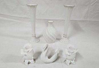 Assorted Lenox U.S.A. Ivory Porcelain Articles Group- ~6 Pieces