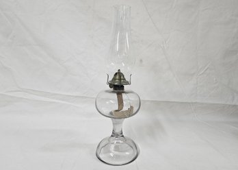 19th Century Atterbury Plain Font Patented 1875 Clear Glass Oil Stand Lamp
