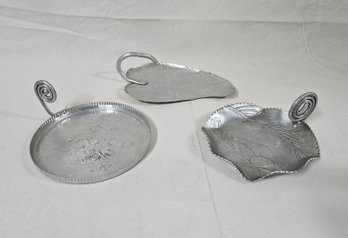 Assorted Forged & Hand Wrought Aluminum Twirl Handle Dishes Group- ~3 Pieces