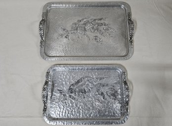 Rodney Kent Hand Wrought Aluminum Trays Group- ~2 Pieces
